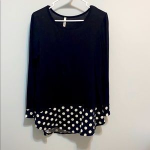 Black with White Polka Dots LS Maternity Shirt